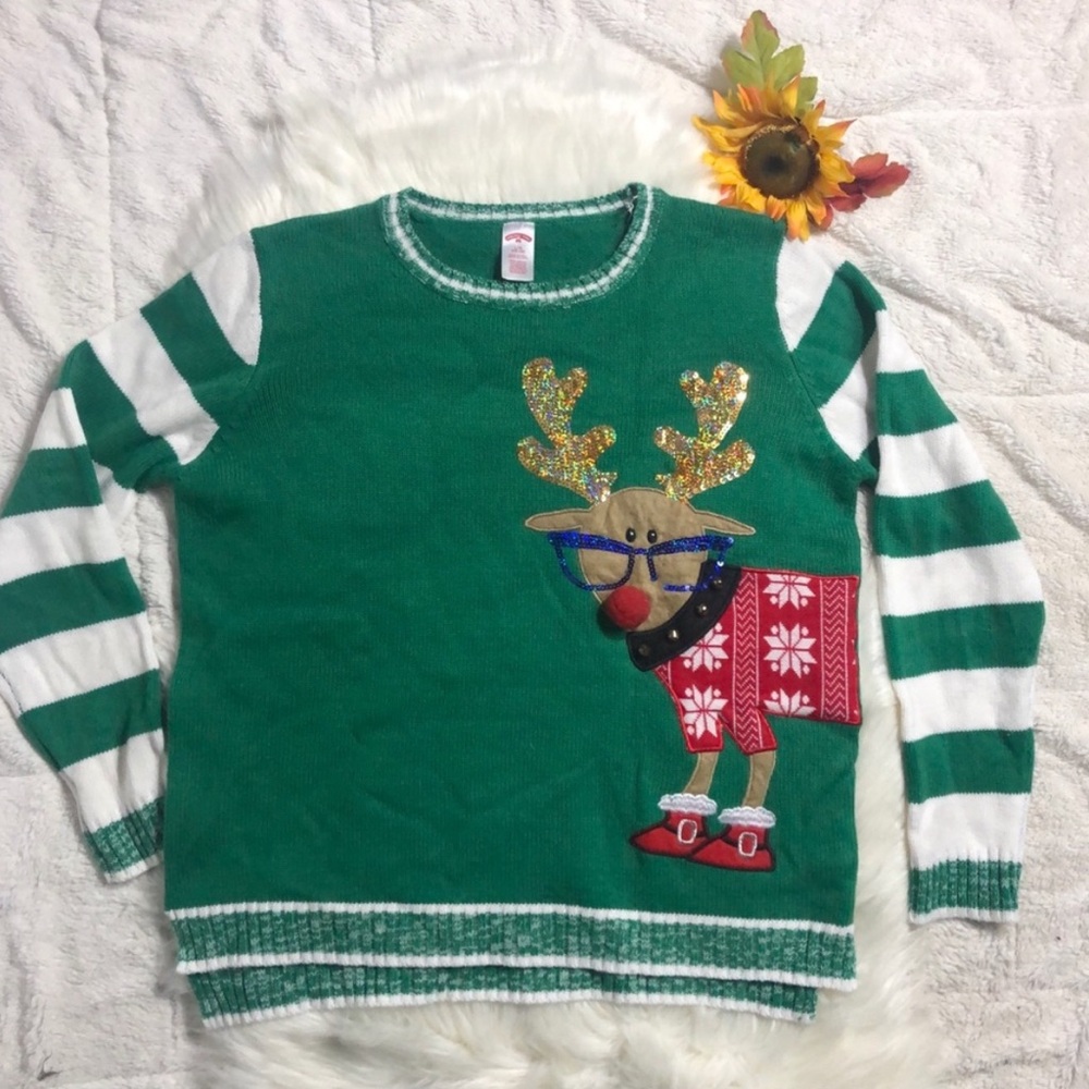 Ugly Christmas/ holiday Reindeer sweater LARGE